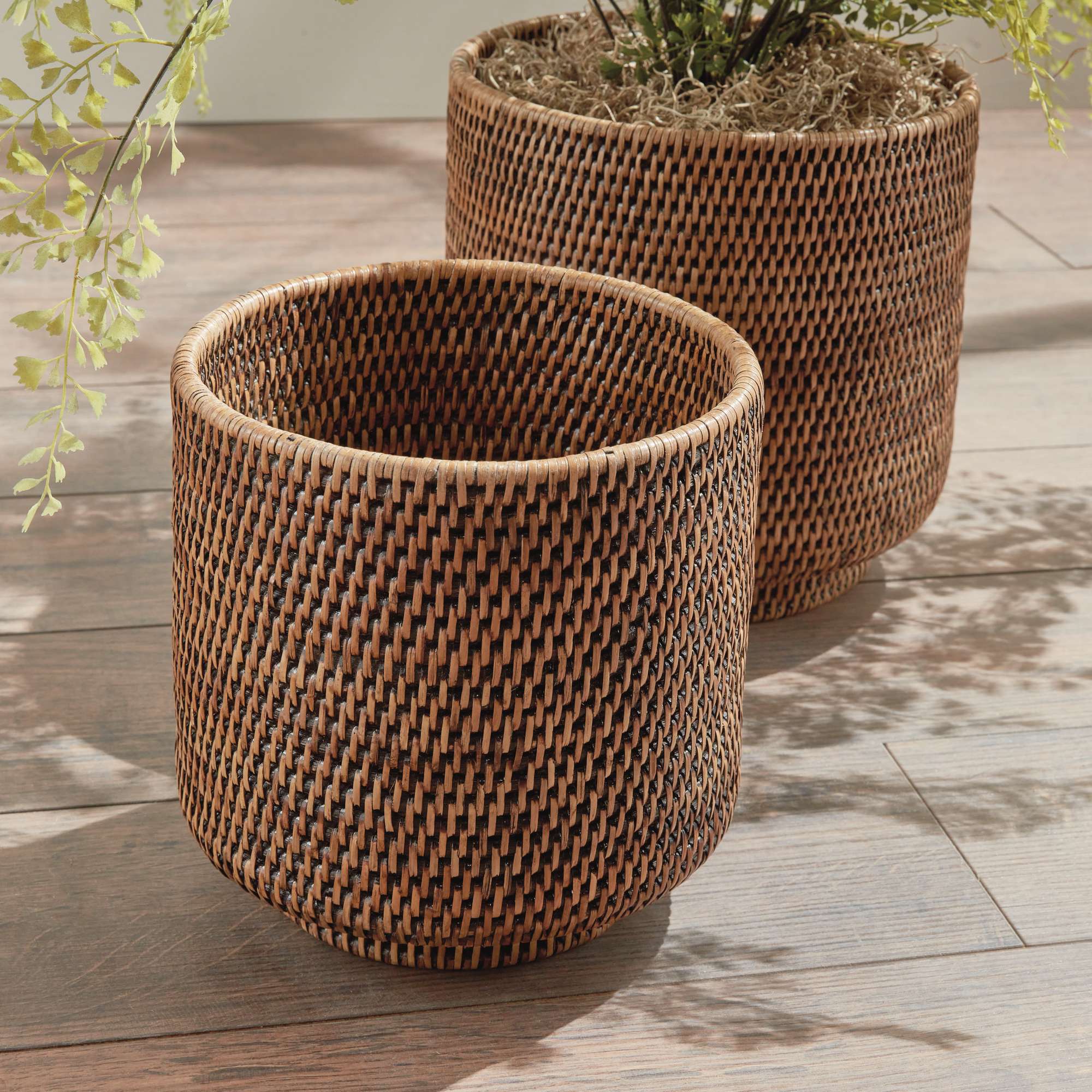 BURMA RATTAN CACHEPOTS LARGE, SET OF 2 - Image 5
