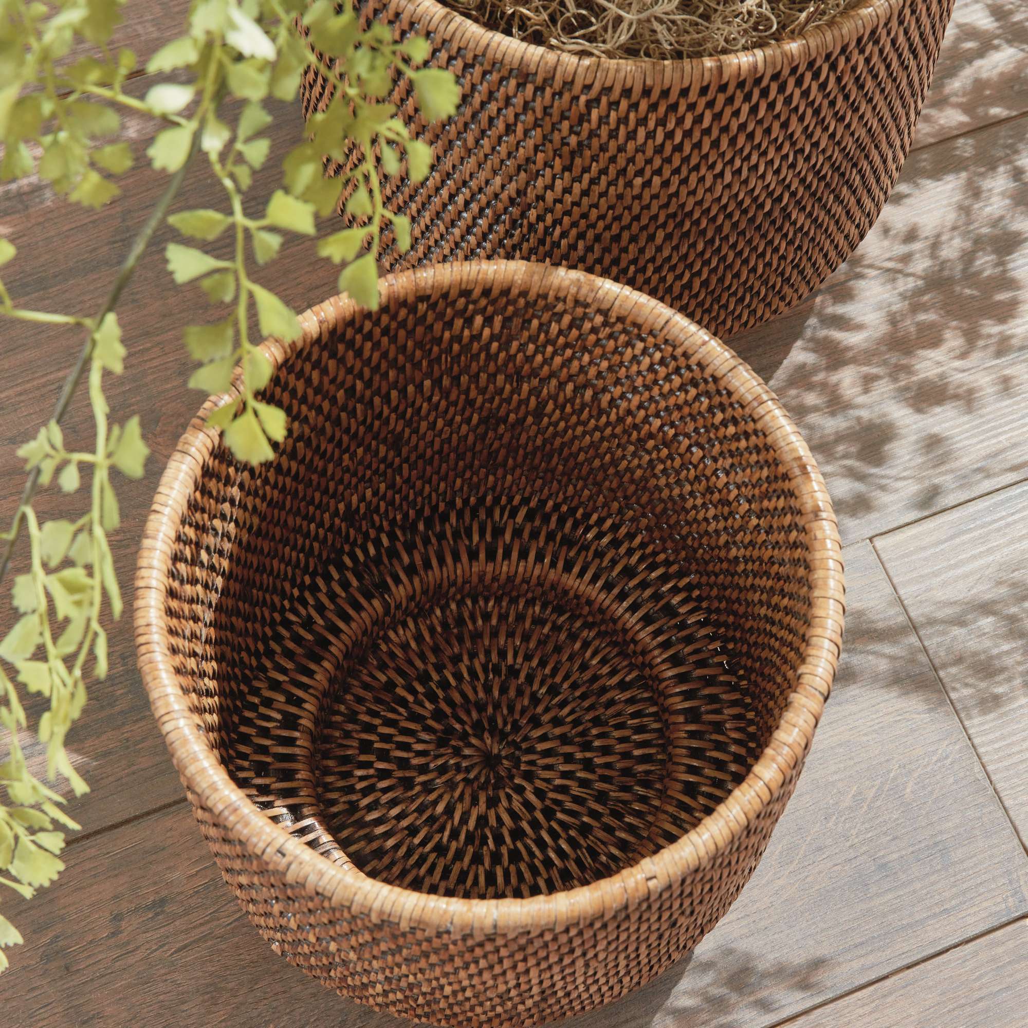 BURMA RATTAN CACHEPOTS LARGE, SET OF 2 - Image 6