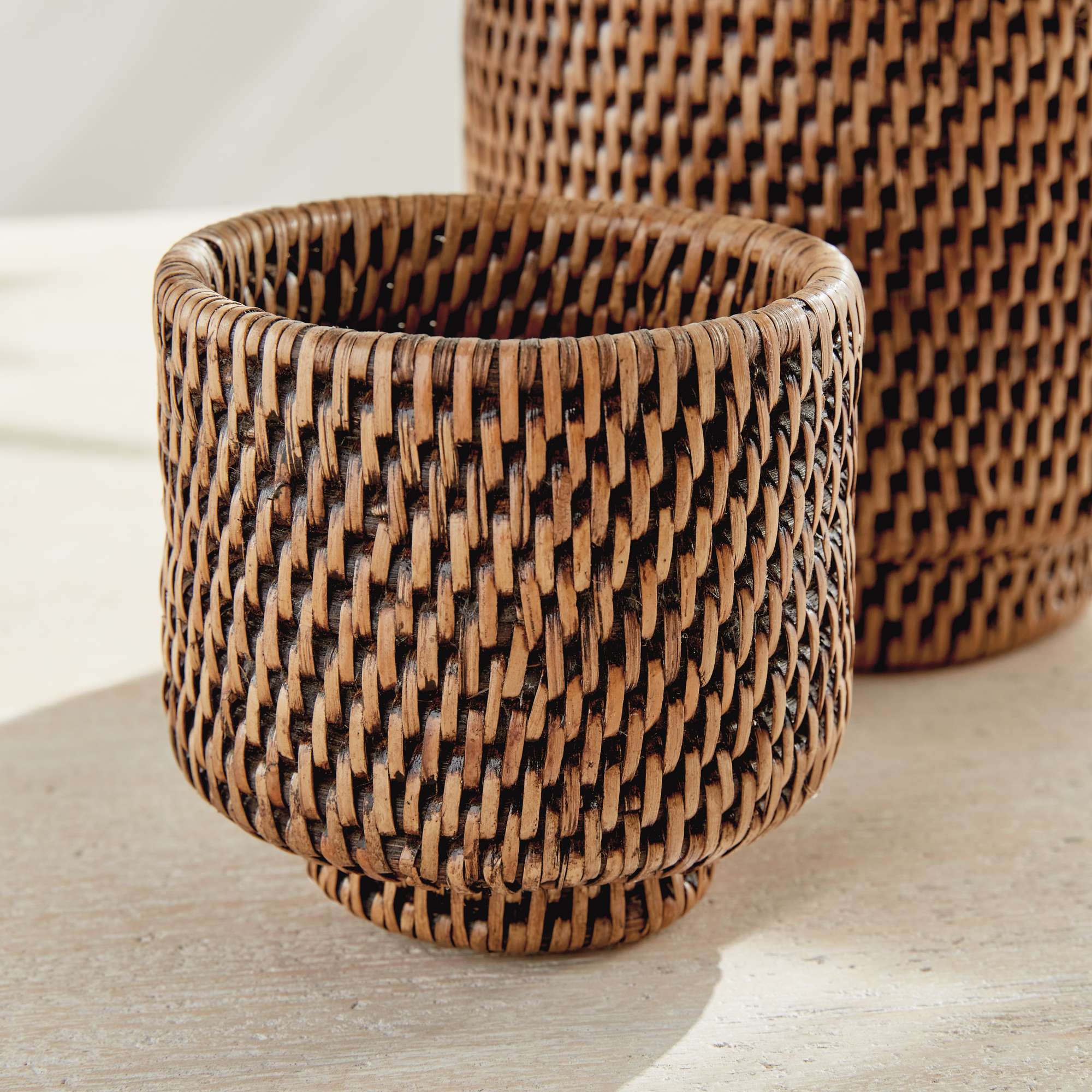 BURMA RATTAN CACHEPOTS SMALL, SET OF 2 - Image 6