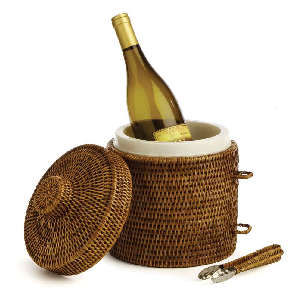 BURMA RATTAN ICE BOX & TONGS - Image 3