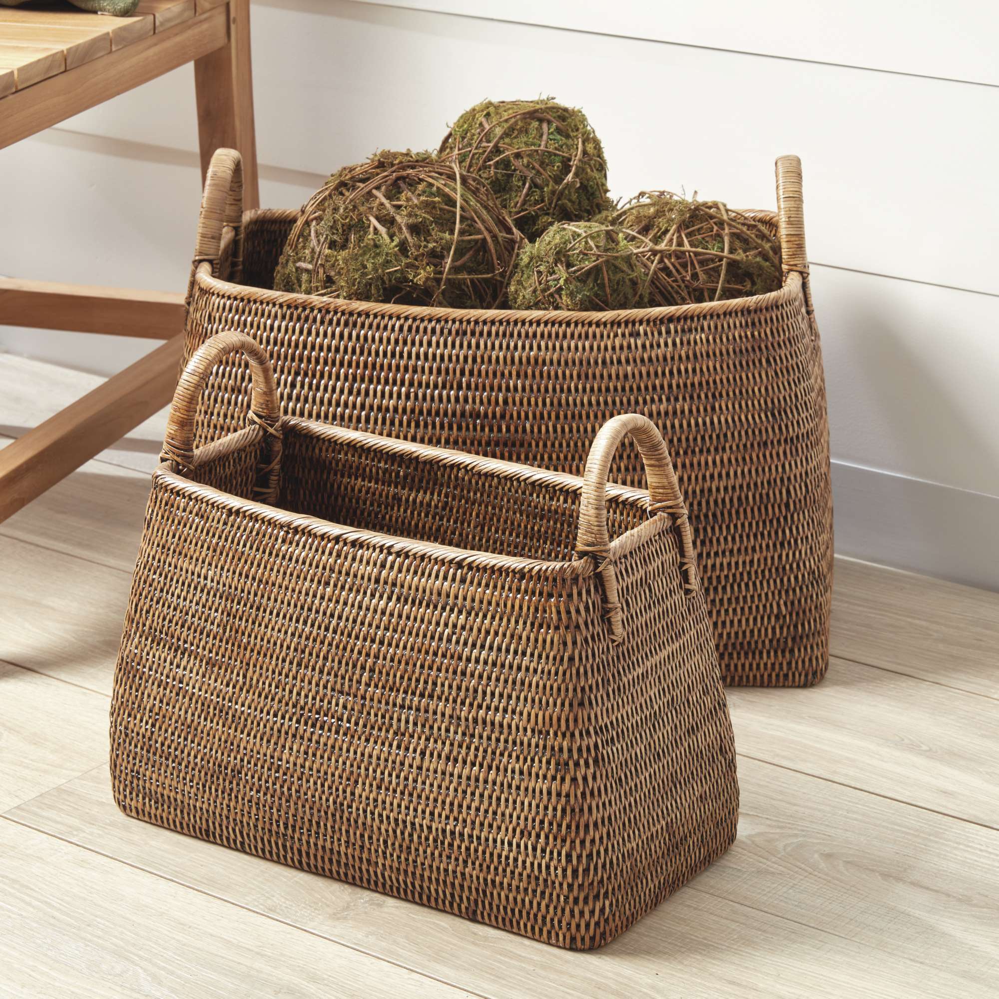 BURMA RATTAN NARROW MAGAZINE BASKETS, SET OF 2 - Image 3