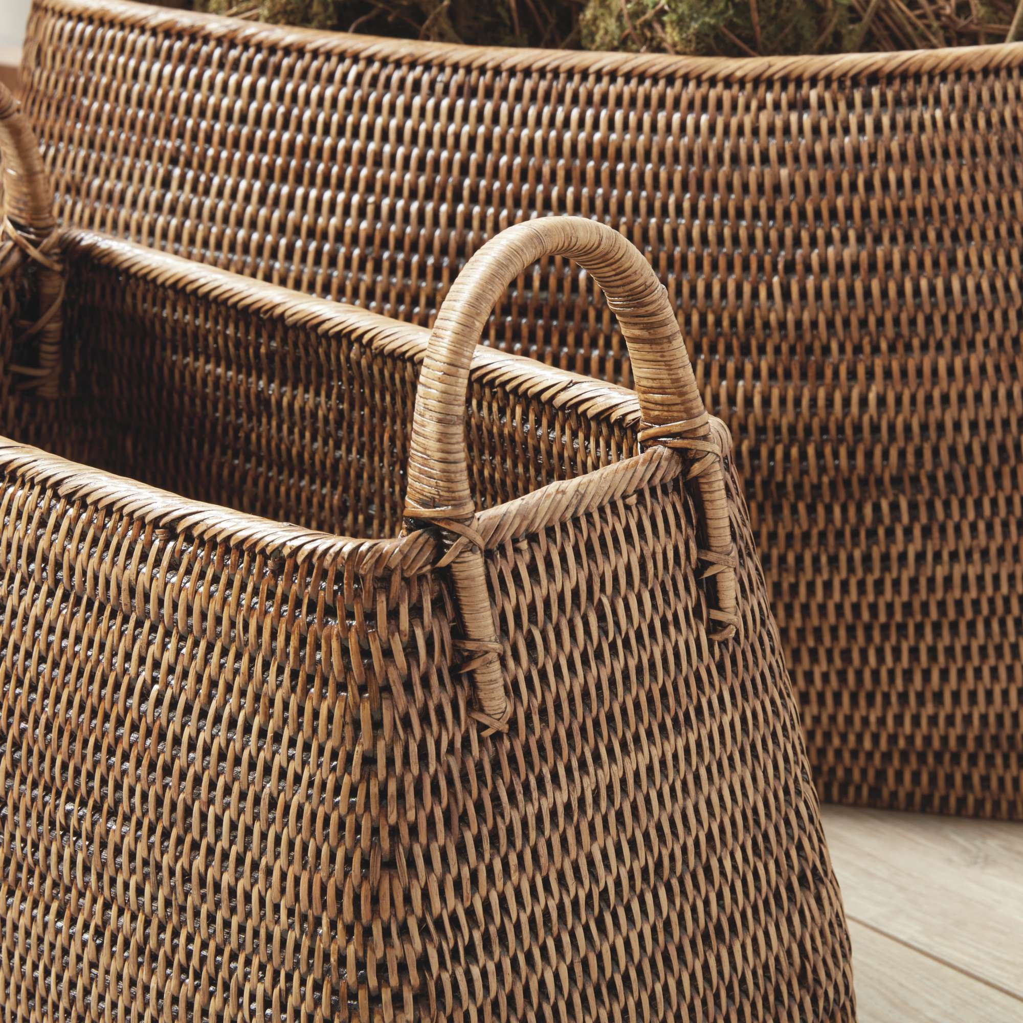 BURMA RATTAN NARROW MAGAZINE BASKETS, SET OF 2 - Image 4