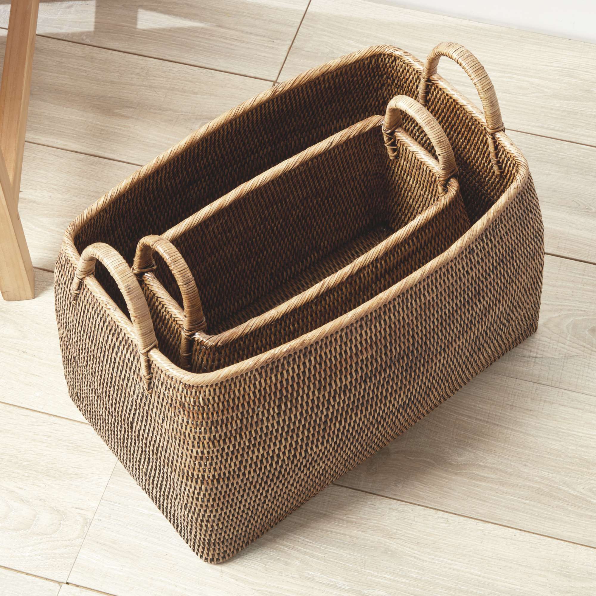 BURMA RATTAN NARROW MAGAZINE BASKETS, SET OF 2 - Image 7