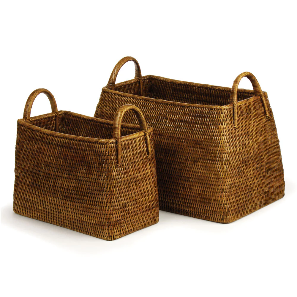 BURMA RATTAN NRW MAGAZINE BSKT, SET OF 2