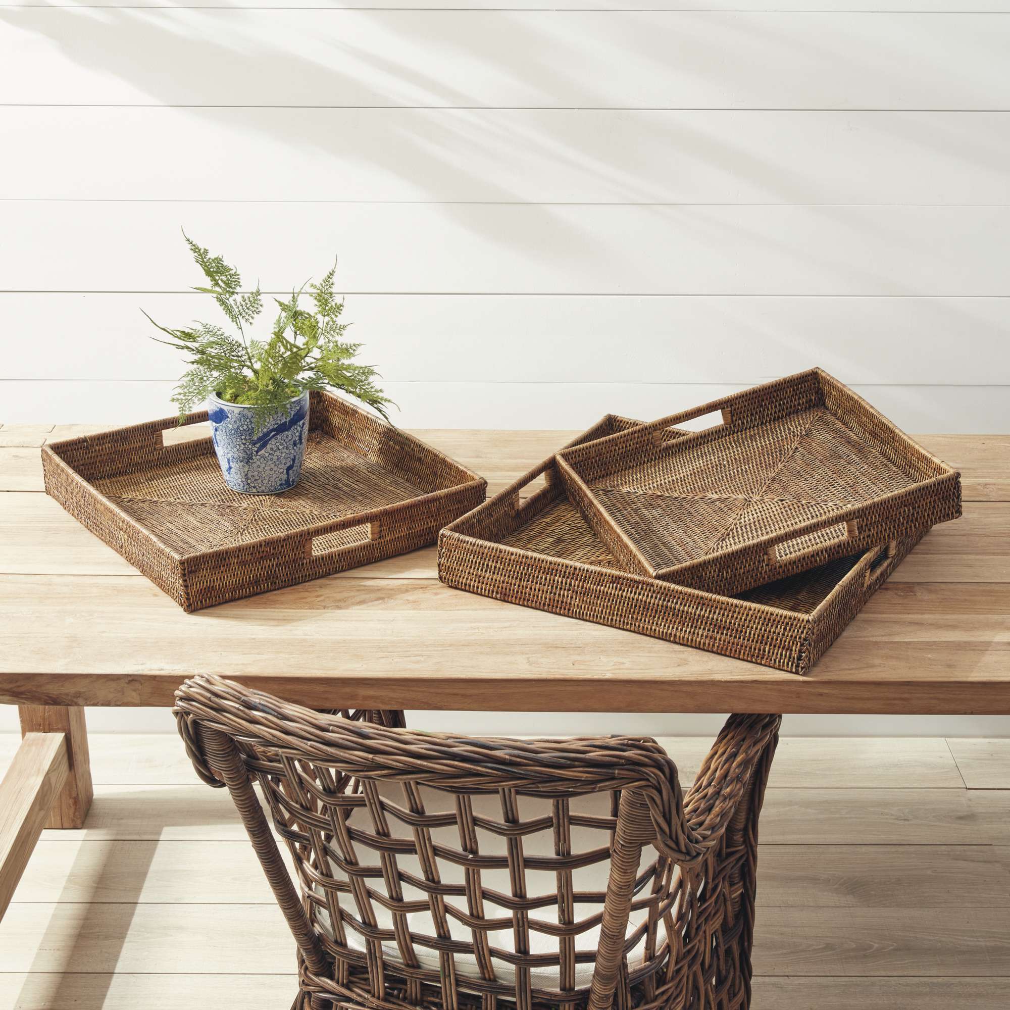 BURMA RATTAN OTTOMAN TRAYS, SET OF 3 - Image 2