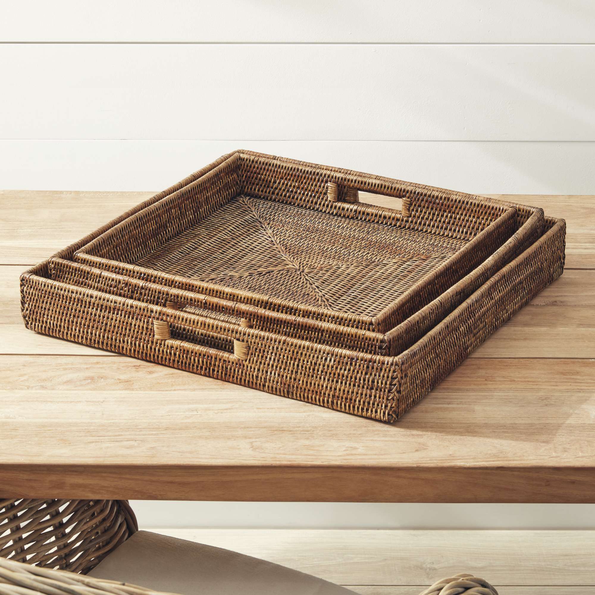 BURMA RATTAN OTTOMAN TRAYS, SET OF 3 - Image 5