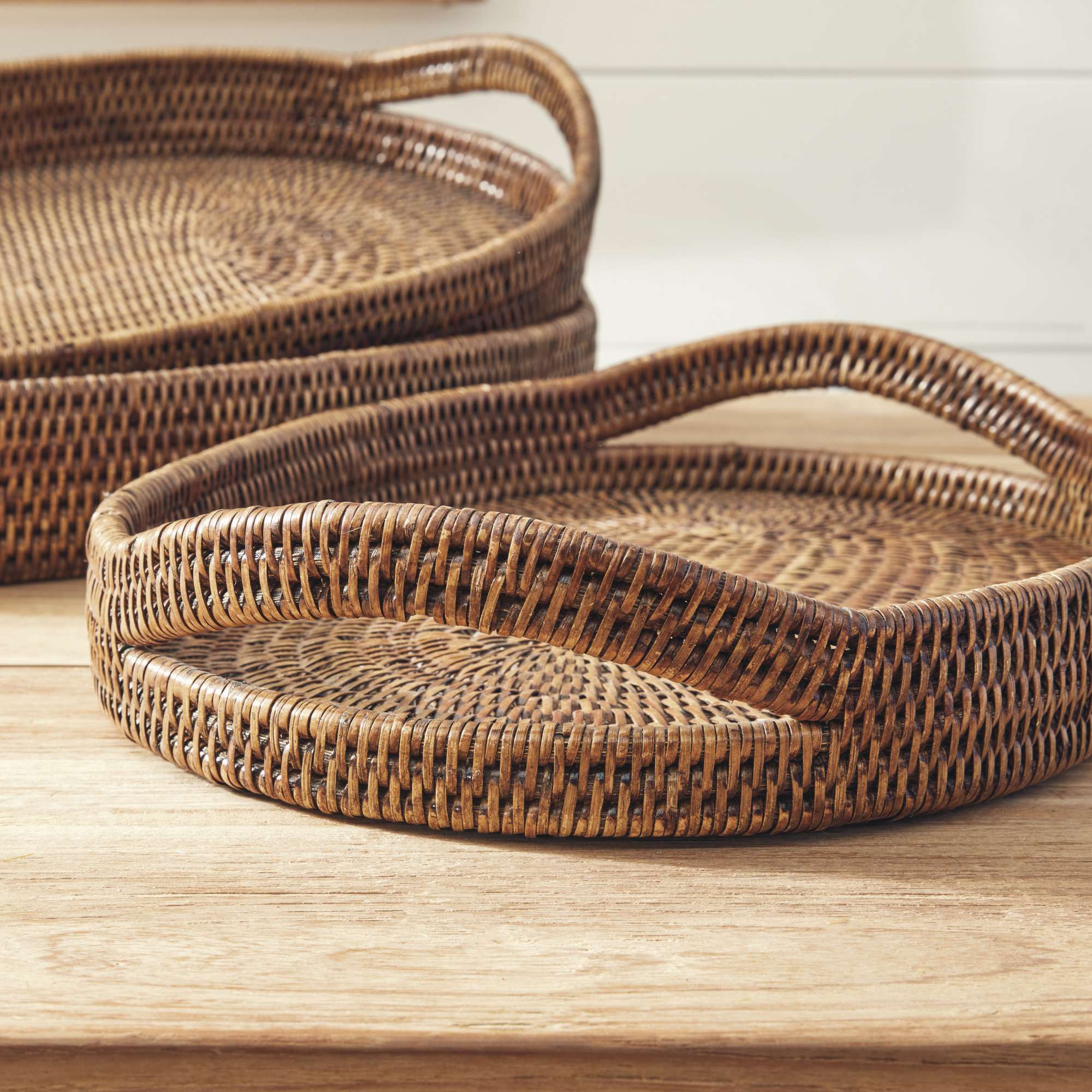 BURMA RATTAN OVAL SERVING TRAYS, SET OF 3 - Image 3