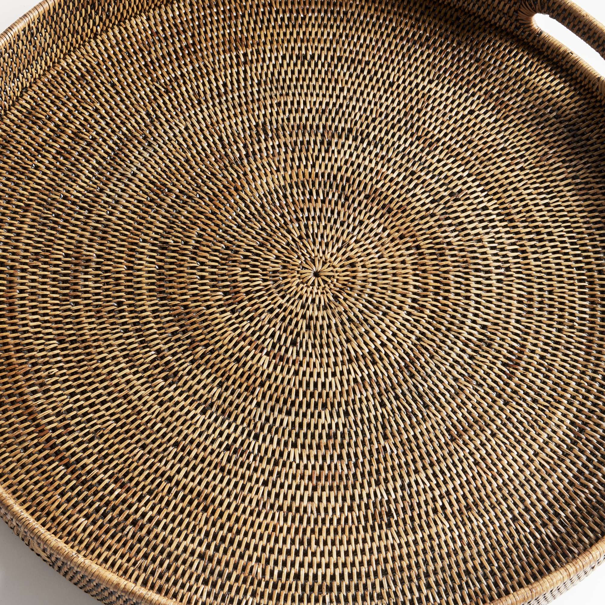 BURMA RATTAN ROUND OTTOMAN TRAYS LARGE, SET OF 2 - Image 4