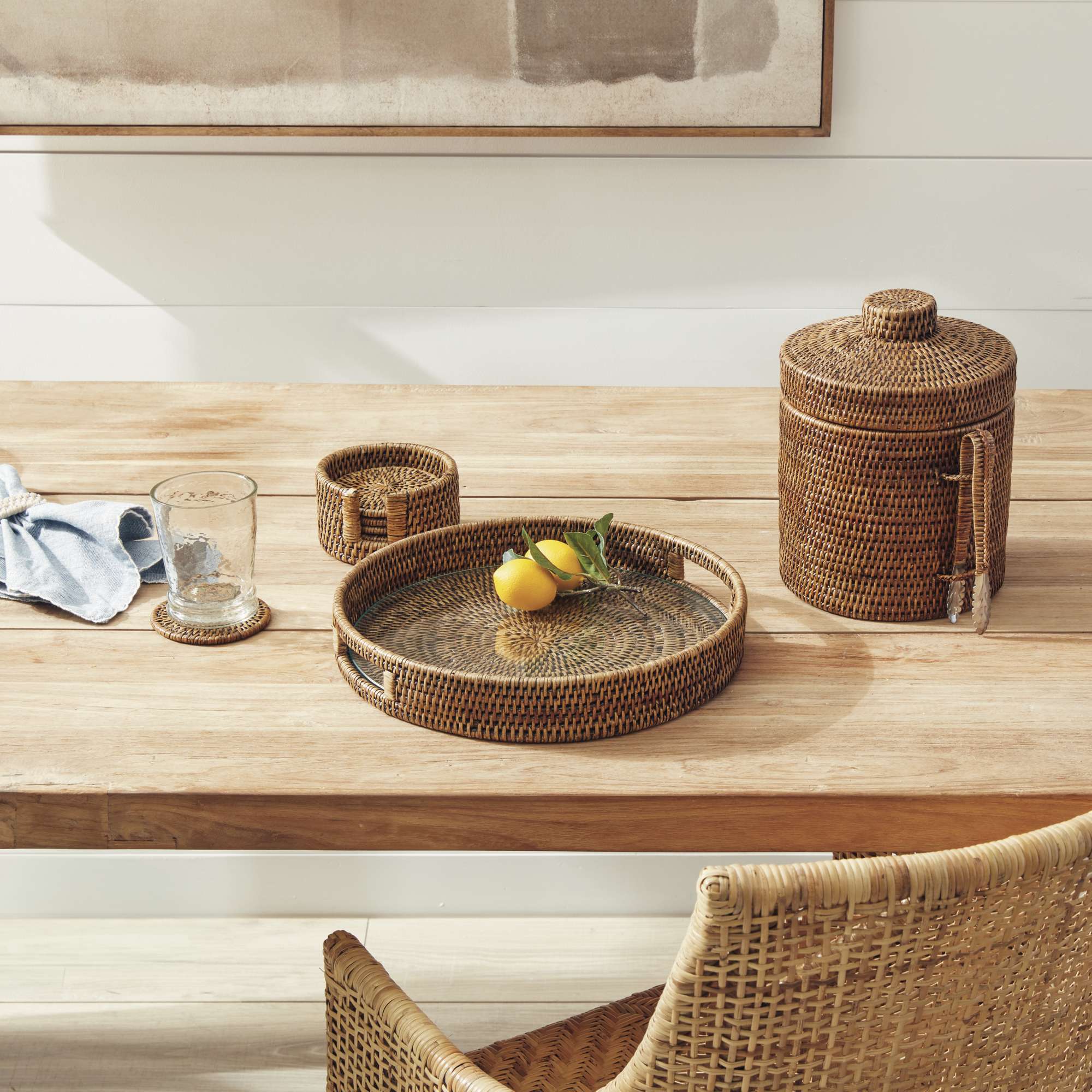 BURMA RATTAN ROUND SERVING TRAY - Image 3