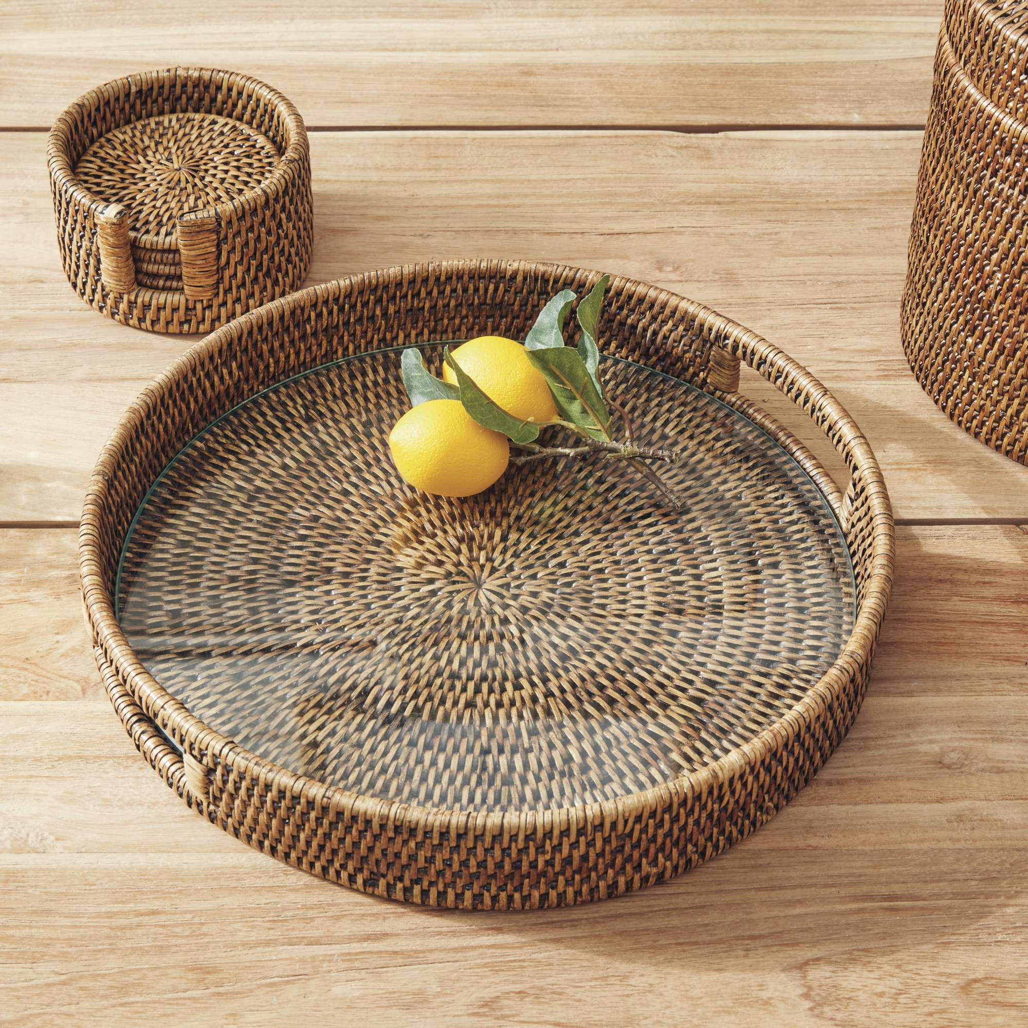 BURMA RATTAN ROUND SERVING TRAY - Image 4