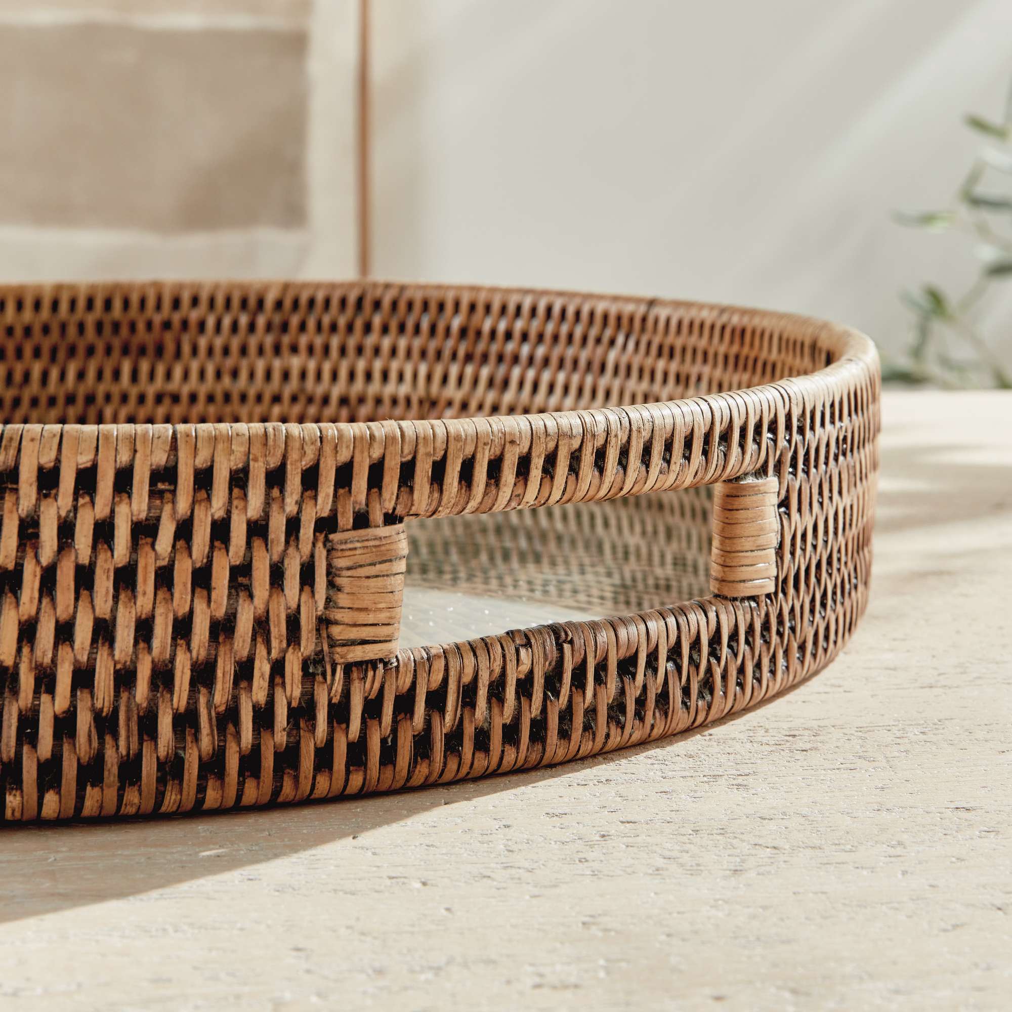 BURMA RATTAN ROUND SERVING TRAY LARGE - Image 7