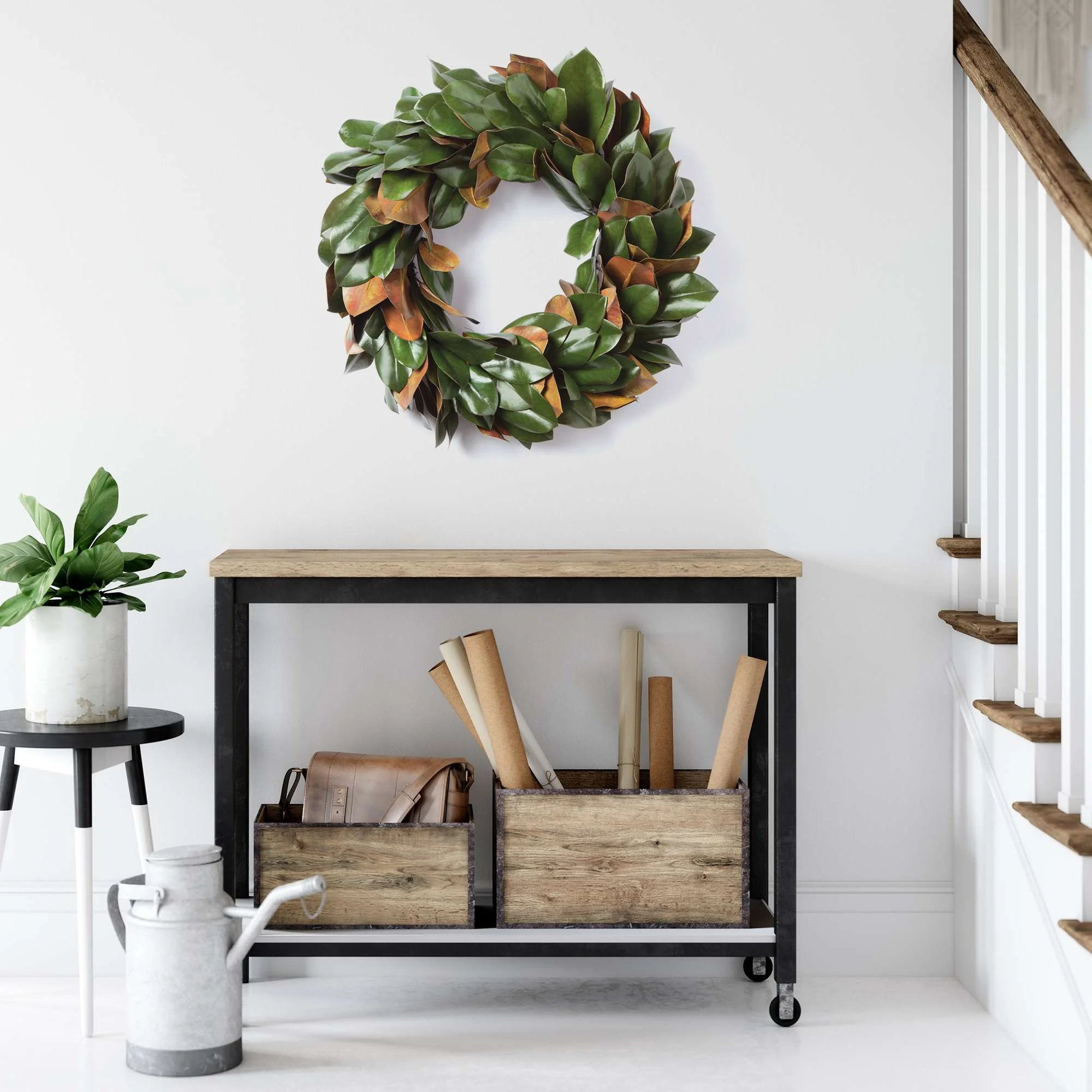 GRAND MAGNOLIA LEAF WREATH 24" - Image 6