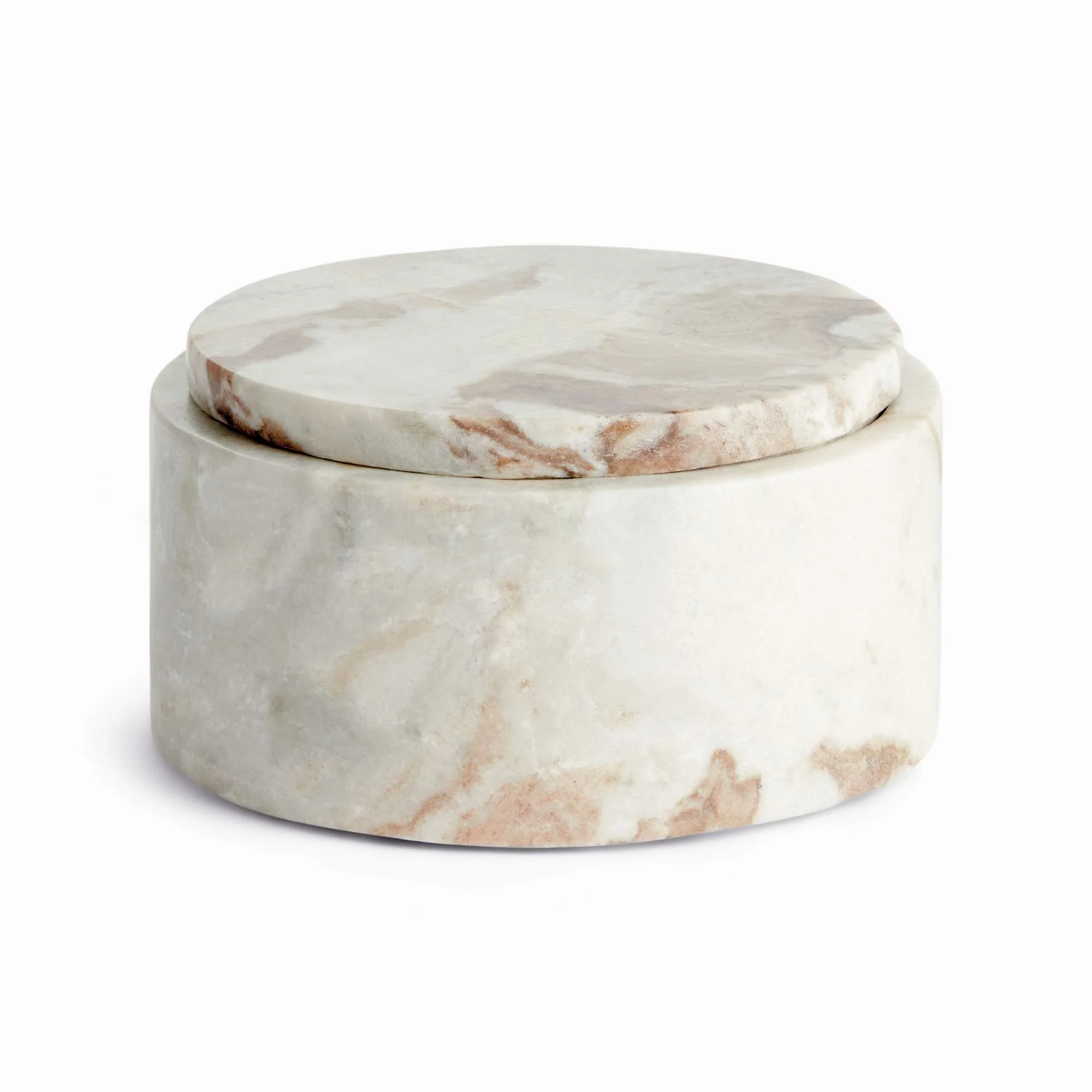 JAQUELINE MARBLE ROUND LIDDED BOX WIDE