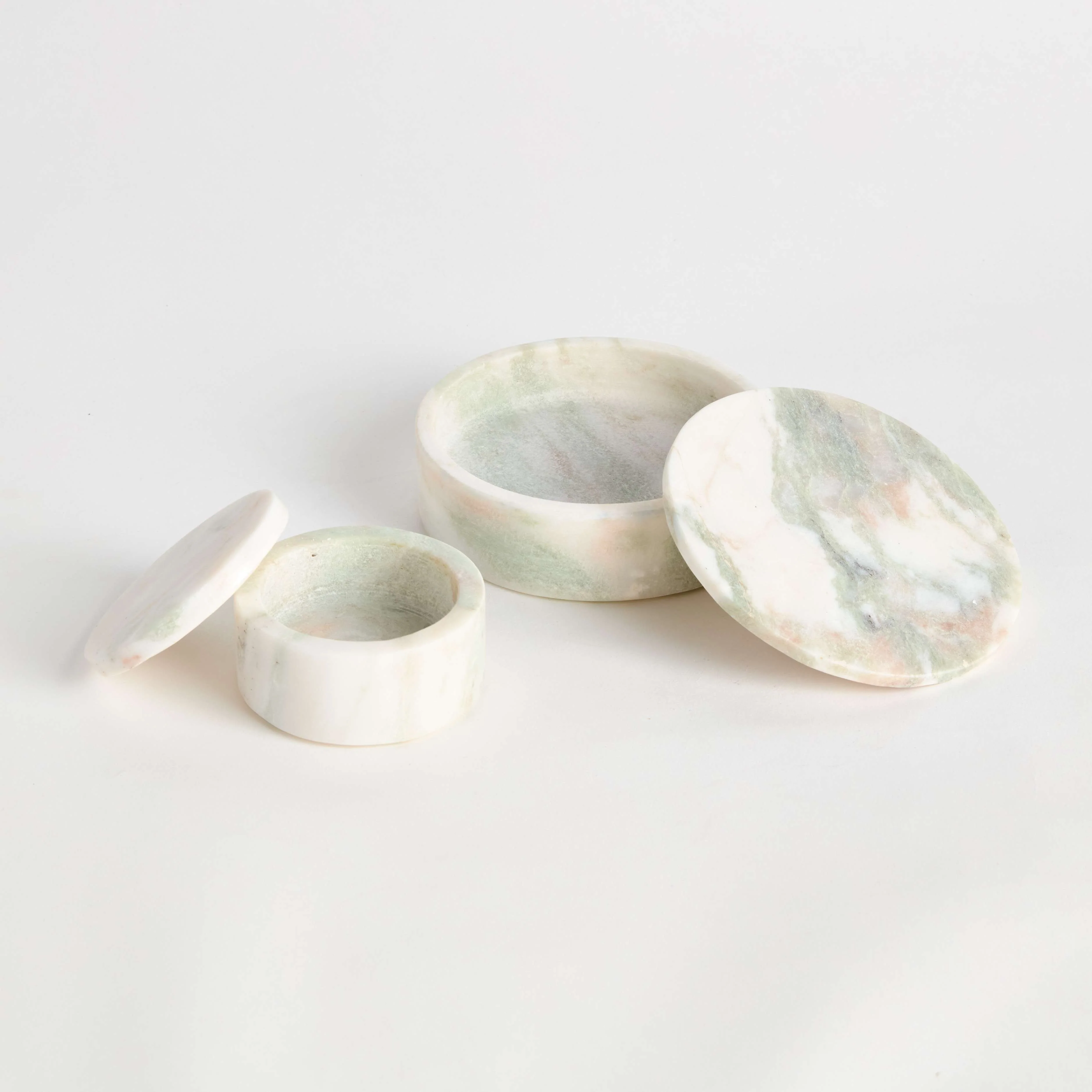 JOHANNA MARBLE ROUND LIDDED BOXES, SET OF 2 - Image 3